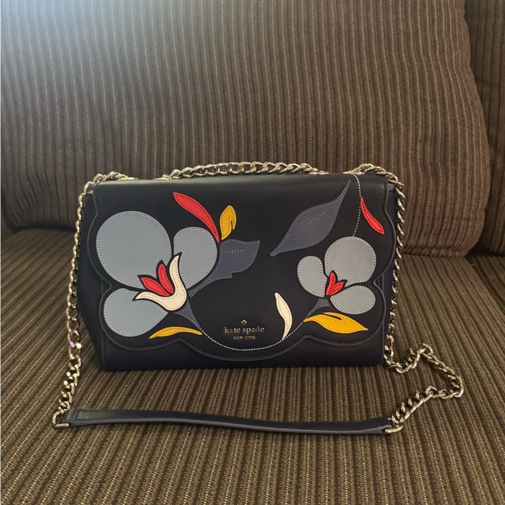 Kate Spade Briar Lane Floral Emelyn Crossbody/Shoulder Bag - Navy Blue